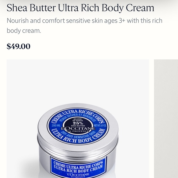 L'OCCITANE EN PROVENCE
Shea Butter Ultra Rich Body Cream
NWT (Seal still Intact) - Picture 4 of 6